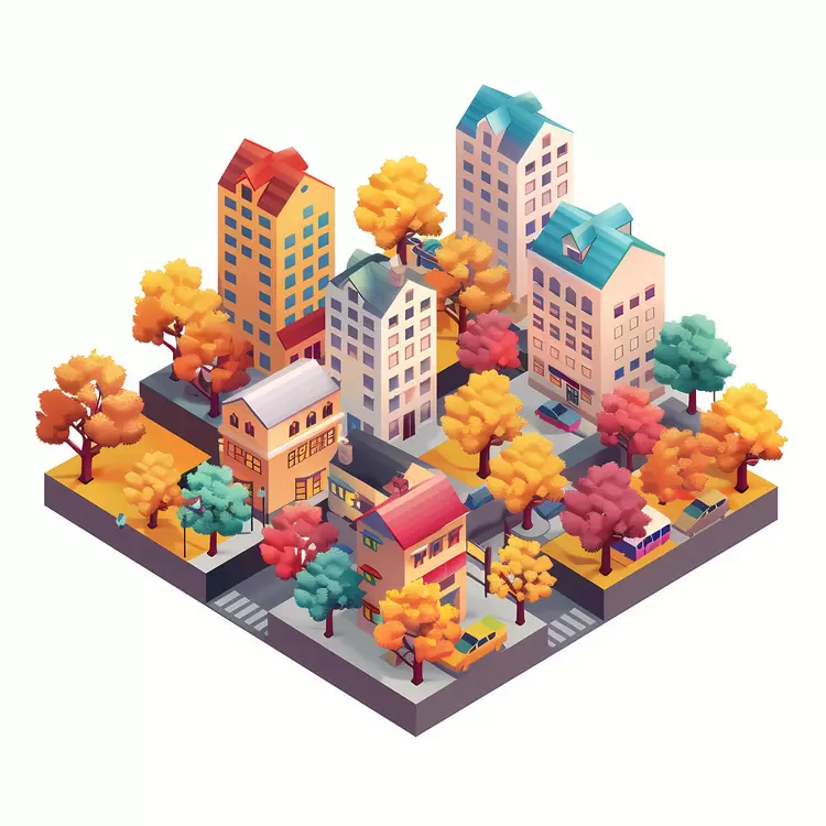 Town Fall foliage Trees Architecture Autumn