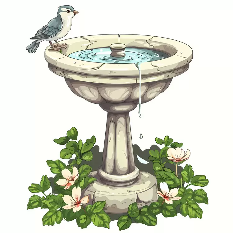 Fountain Bird Plant Nature Colorful