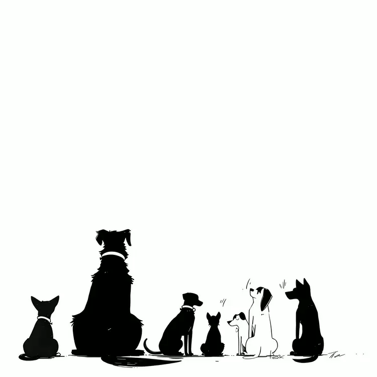 silhouette dogs black and white group of animals teamwork