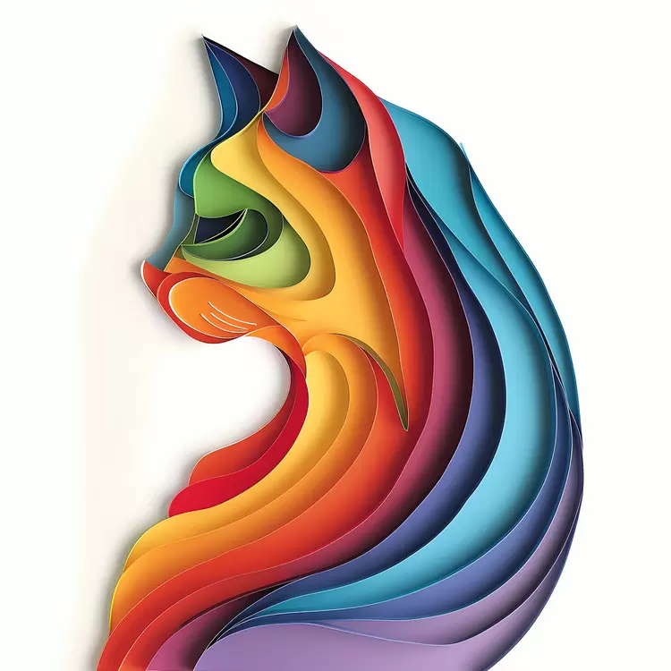 Pet art Artistic feline Multicolored fur Cat portrait Trippy cat