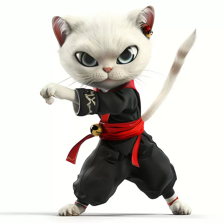 cartoon sneaky martial arts pose Cat