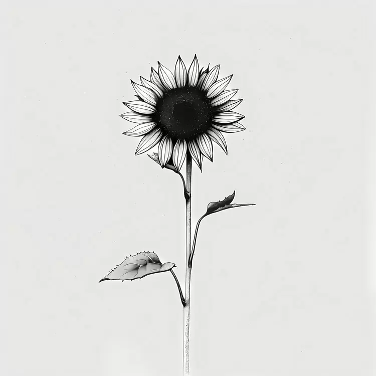 Hands Stylized Black and White Sunflower Organic