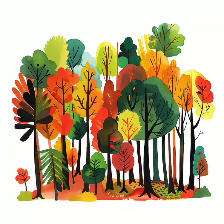 Fall Woods Trees Leaves Paintings