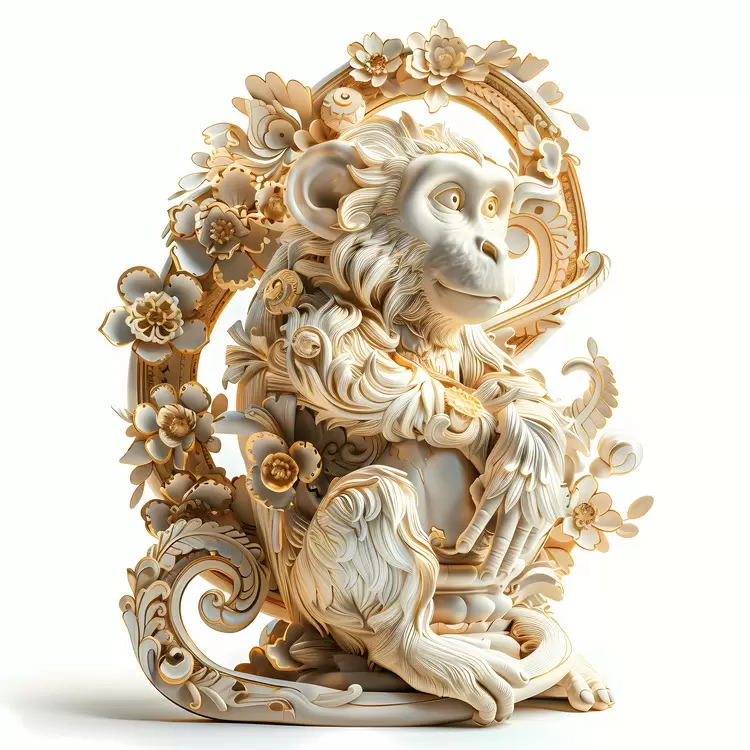 Floral Ornate Wood carving Chinese Zodiacs Intricate