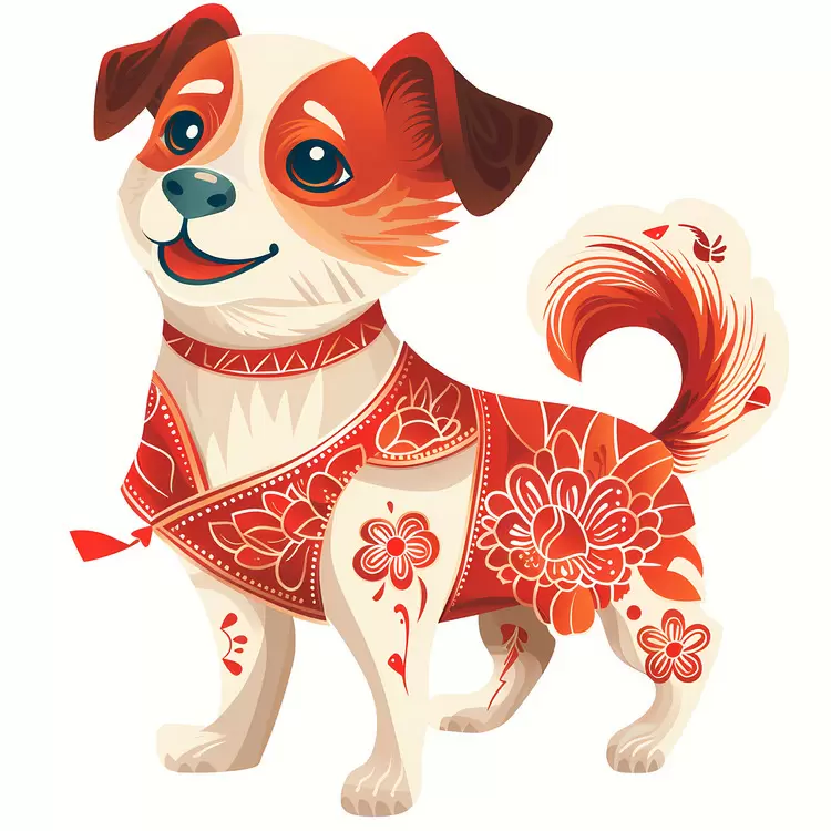 Happy Dog Animated Watercolor Chinese Zodiacs