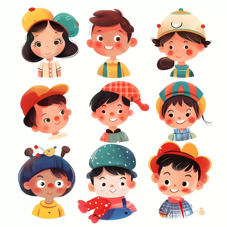 hats children's illustrations cartoon characters childhood