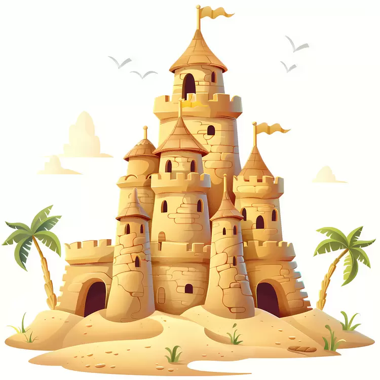 sand castle Holiday Sunny day Family vacation Cartoon