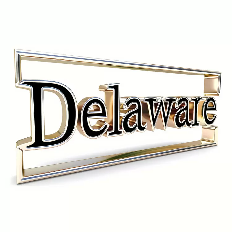 reflective frame glowing Delaware sign
