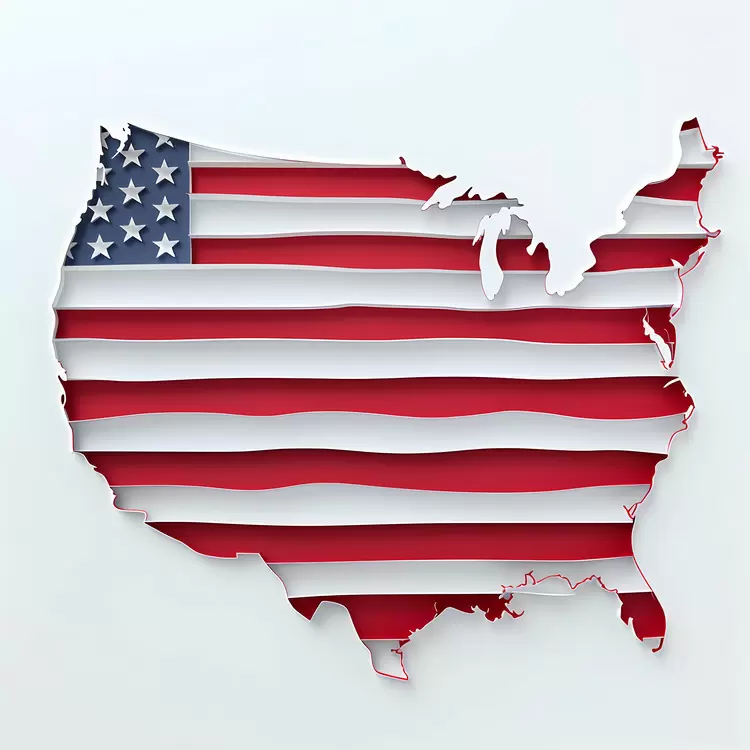 geographic map political map 4th Of July patriotic red white and blue