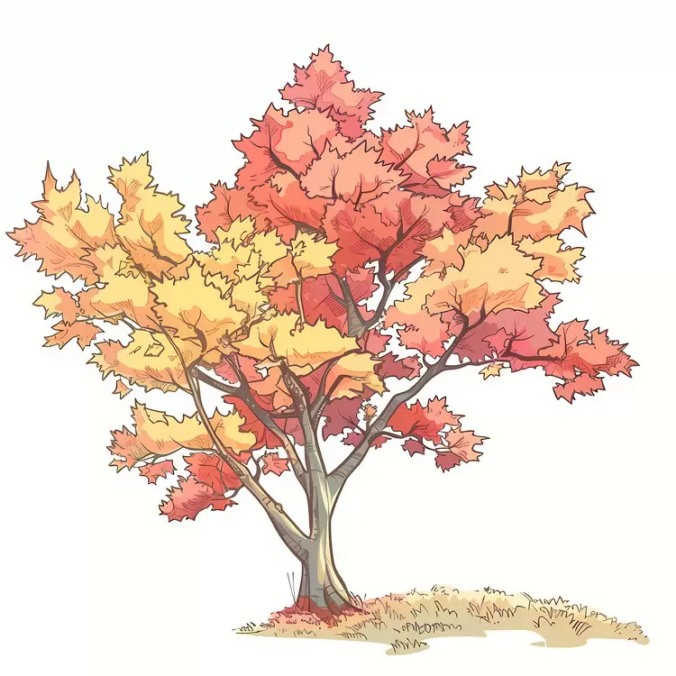 Tree Red Grass Hues Yellow