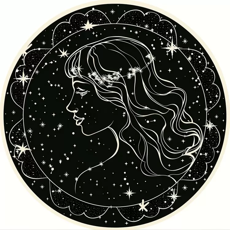 astrology black and white portrait astrological art girl in profile