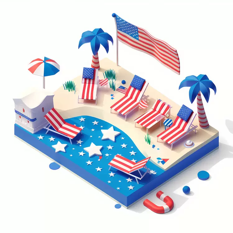 American culture Summer celebration Tables and chairs 4th of July Outdoor scene