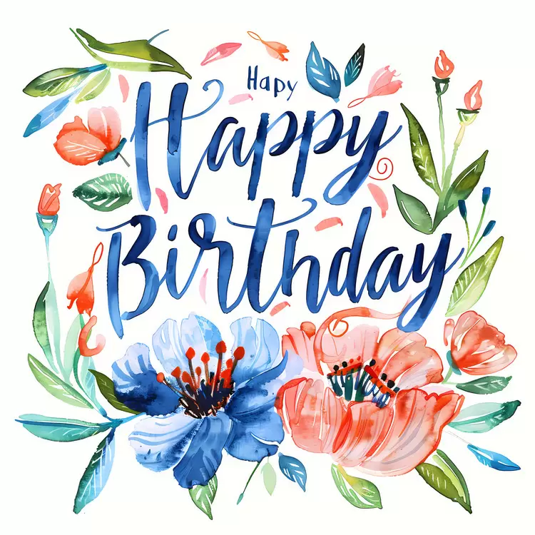 Cards Watercolor Happy Birthday Bouquets Wreaths