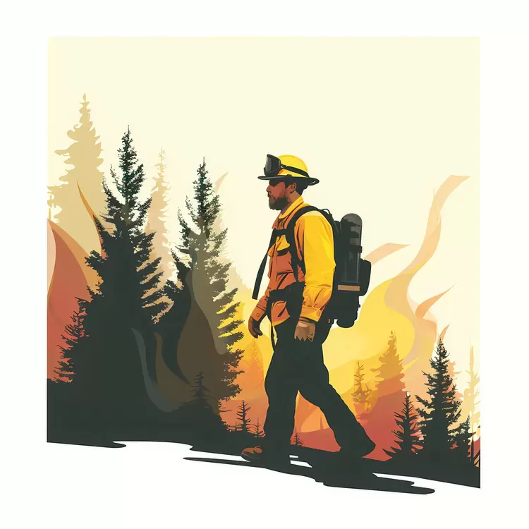 trails wilderness man Wildland firefighter burning tree