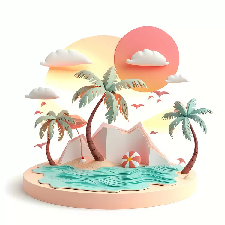 Sea Summer Begins White sand Sky Palm trees