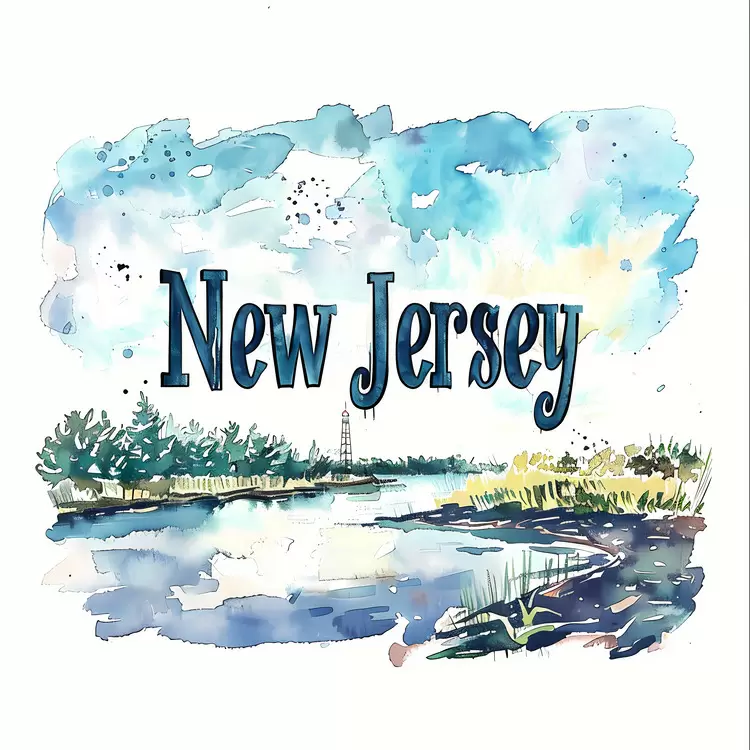 landscape watercolor clouds new jersey trees