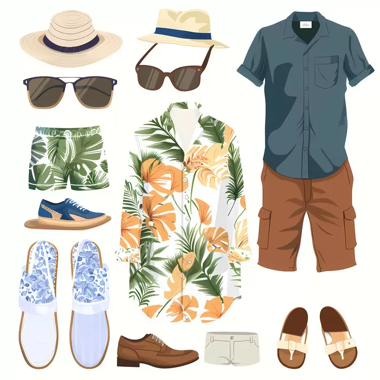 sunglasses swimming costume flip flops beach shirt outfit