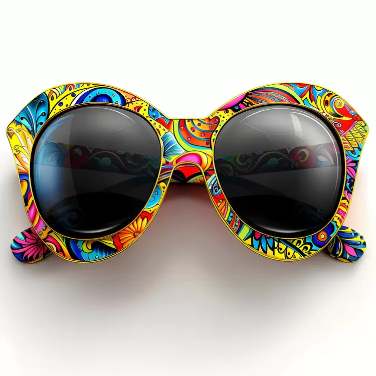 Psychedelic pattern sun glasses Fashionable Retro style