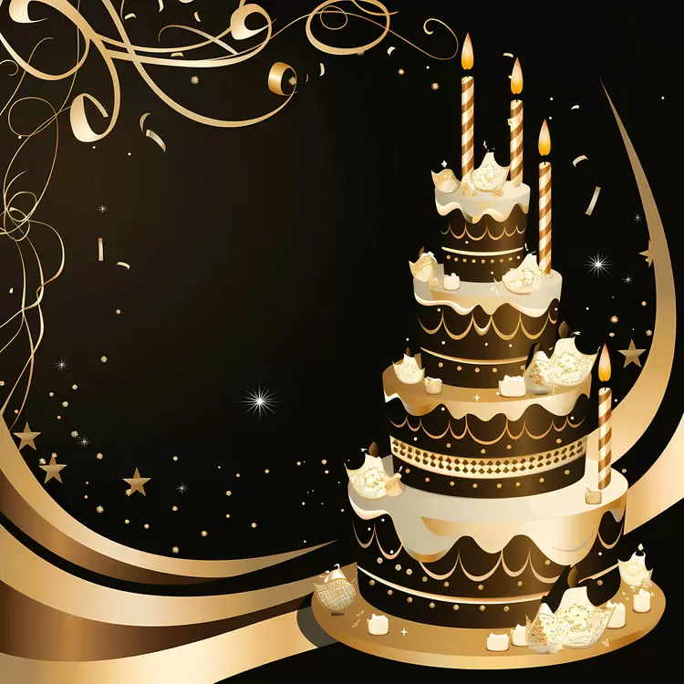 Decorative Cake Golden Birthday Celebration