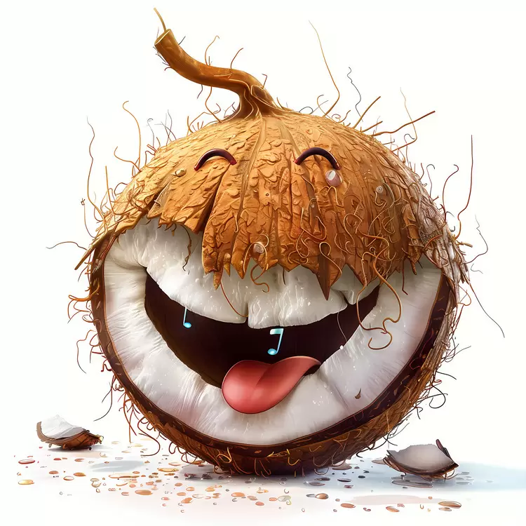 emoji coconut with a smile happy-go-lucky coconut delightful coconut joyful coconut