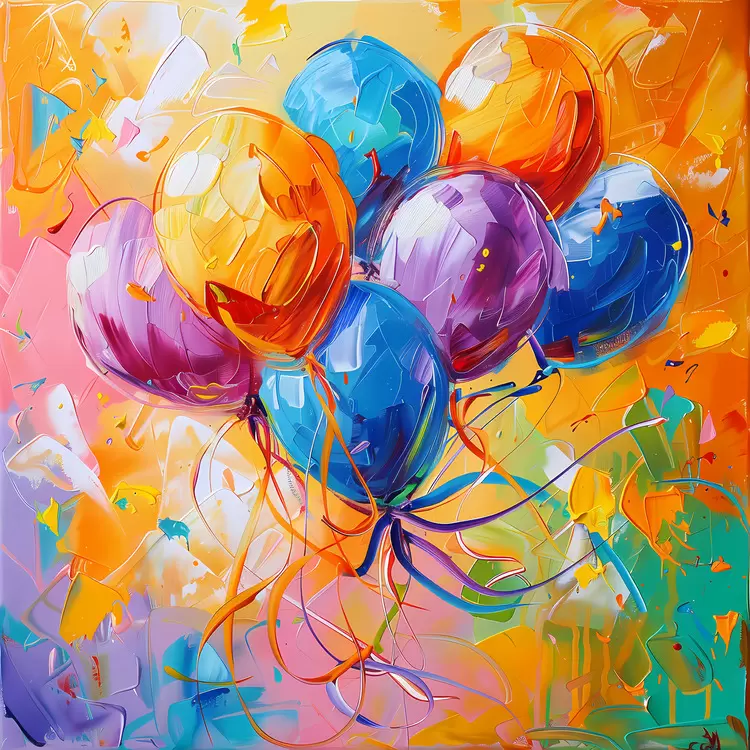 Balloons Painting Joyous Lively Colorful