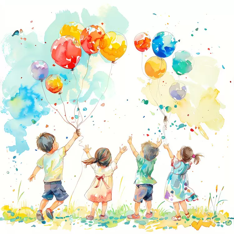Joyful Laughter Playful Kids Sky
