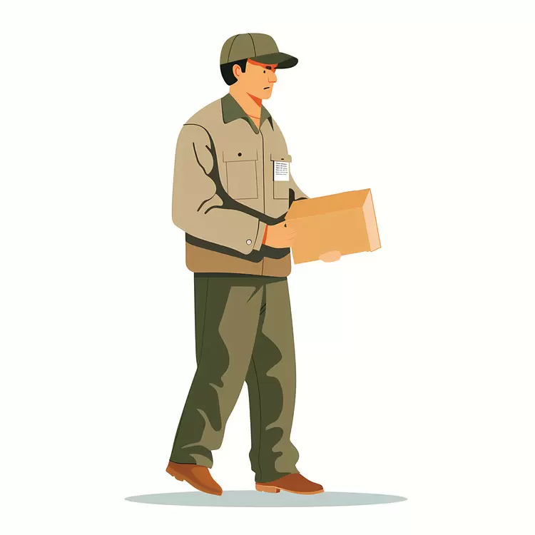 Postal worker Mailman carrying package Street delivery man Courier