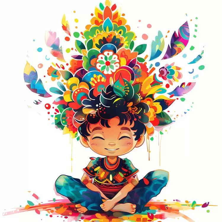Flowers in hair Hand in hair Person sitting Girl