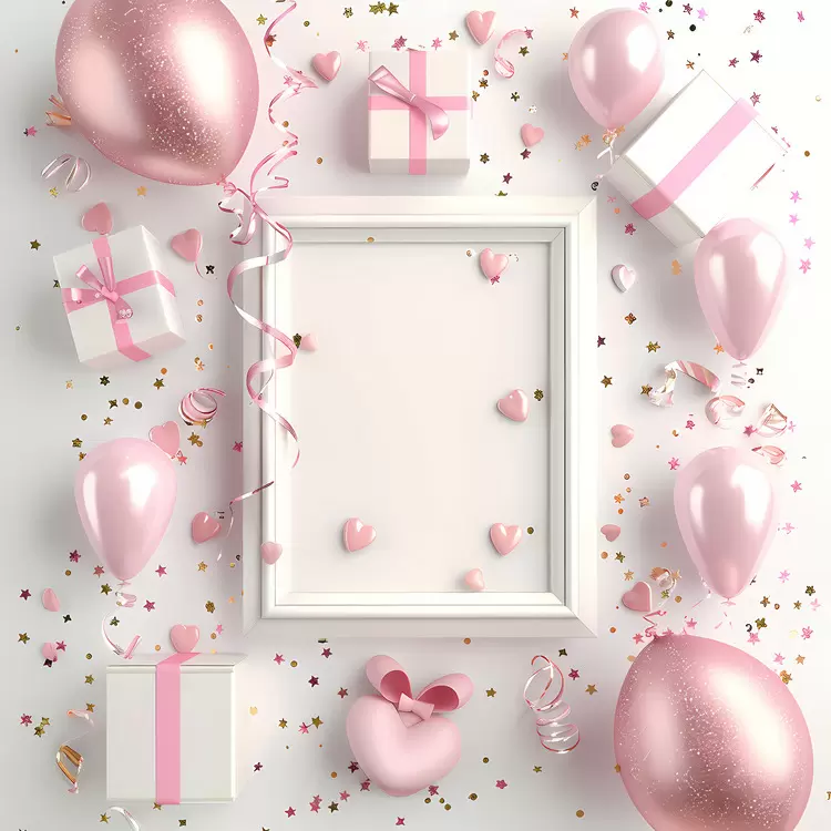 birthday frame gold confetti for   are: pink