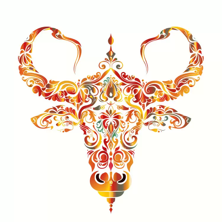 art deco design star sign chinese horoscope astrology bovine head
