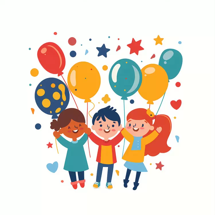 colorful children's day having fun friends