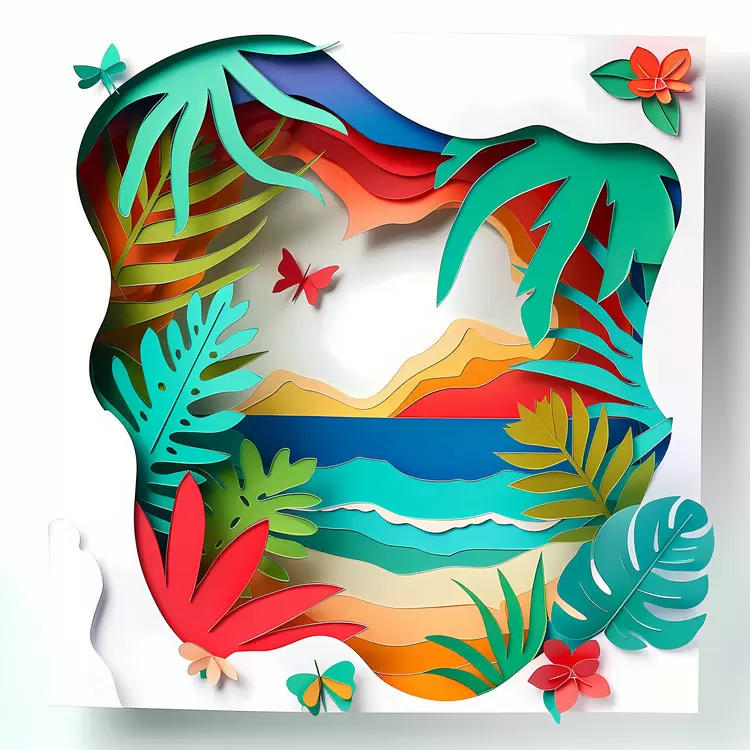 Summer Begins paper cutting floral digital art nature