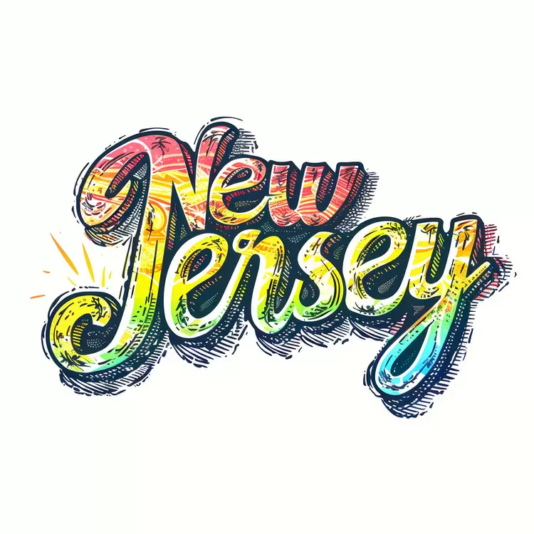 Vintage New Jersey Texture Colorful Hand lettered