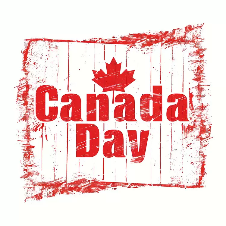Handwritten Grunge Textured Red and white Canada Day