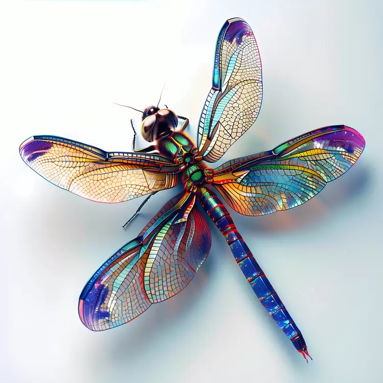 Artistic Realistic Dragonfly Glossy Colorful wings