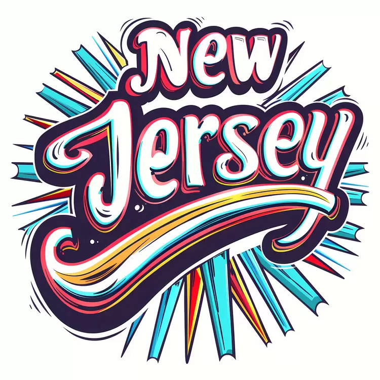 text design New Jersey vintage typography design colorful