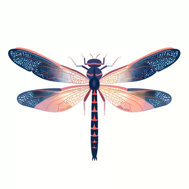 isolated dragonfly ink insect blue