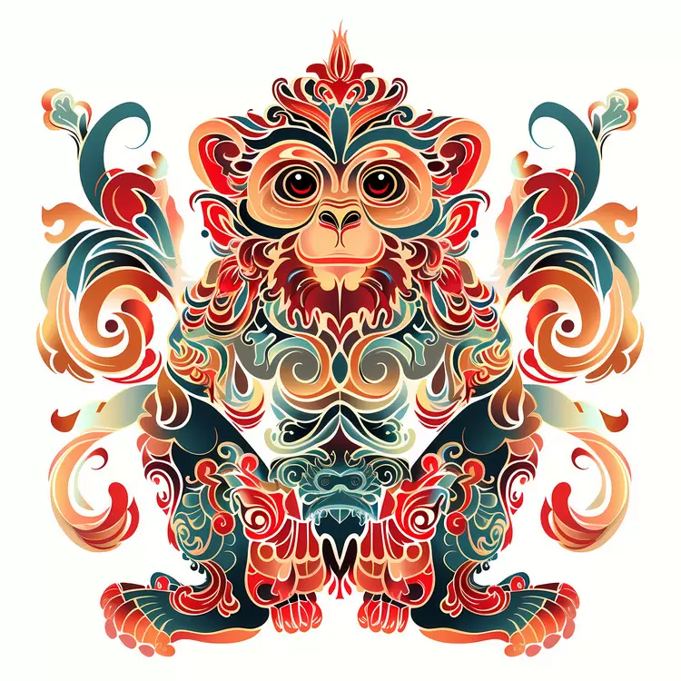 Chinese Zodiacs vibrant patterned colorful ornate