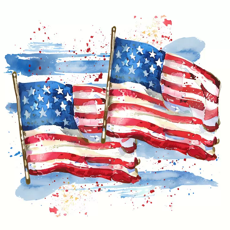 July 4th American Flag 4th Of July Watercolor Independence Day