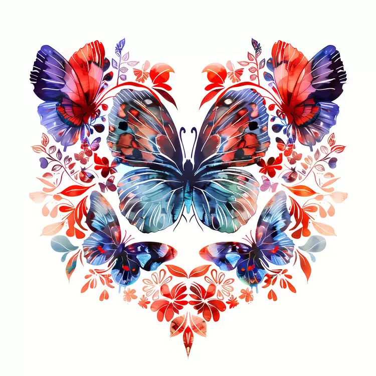Delicate Nature Heart shape Red Flowers