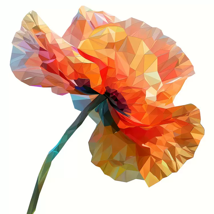 Triangulated Fractal Colorful Flower Geometric