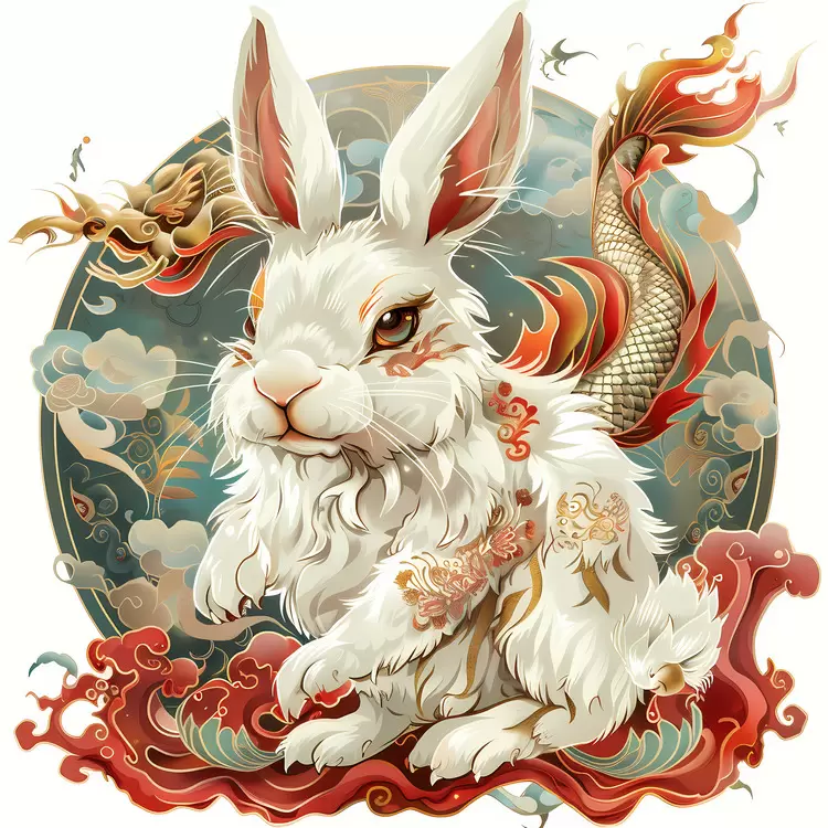 fanciful rabbit fantasy animal chinese rabbit white bunny mystical creature