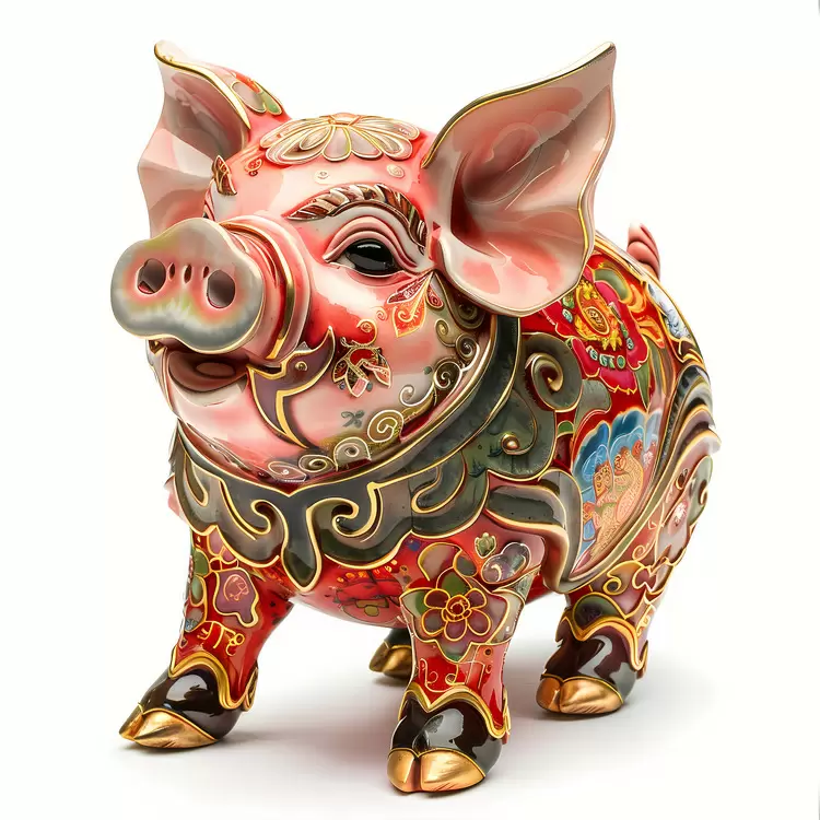 pig art nouveau decorative stylized patterned