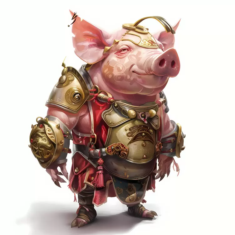 character design medieval animal Chinese Zodiacs Pig