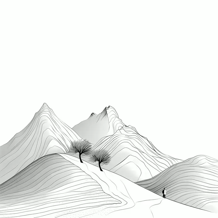 minimalism pencil sketch trees isolation winter