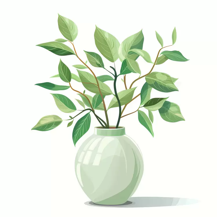 Green Vase white background houseplant pot