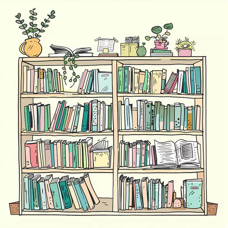 Quiet library Stack of books Literary collection Reading Bookshelf