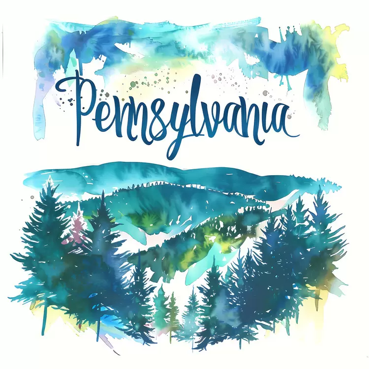 Winterscape Pennsylvania Mountainside Watercolor