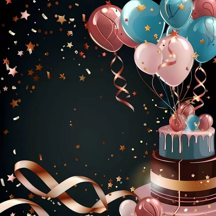 happy birthday festive atmosphere confetti colorful balloons