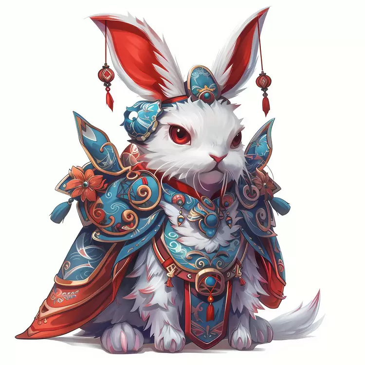 Chinese Zodiacs red and white rabbit vietnamese rabbit chinese new year rabbit vietnamese clothing